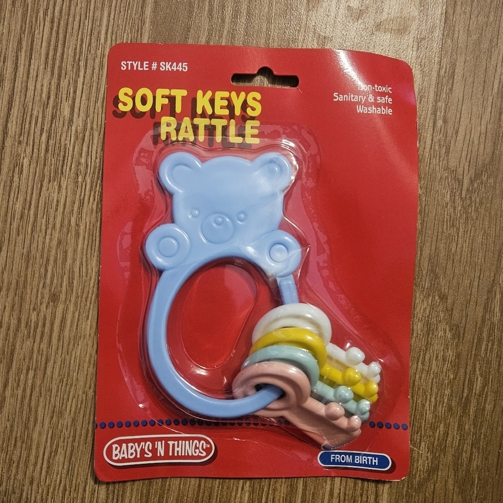 Vintage 1998 Brand New Soft Keys Rattle - Blue